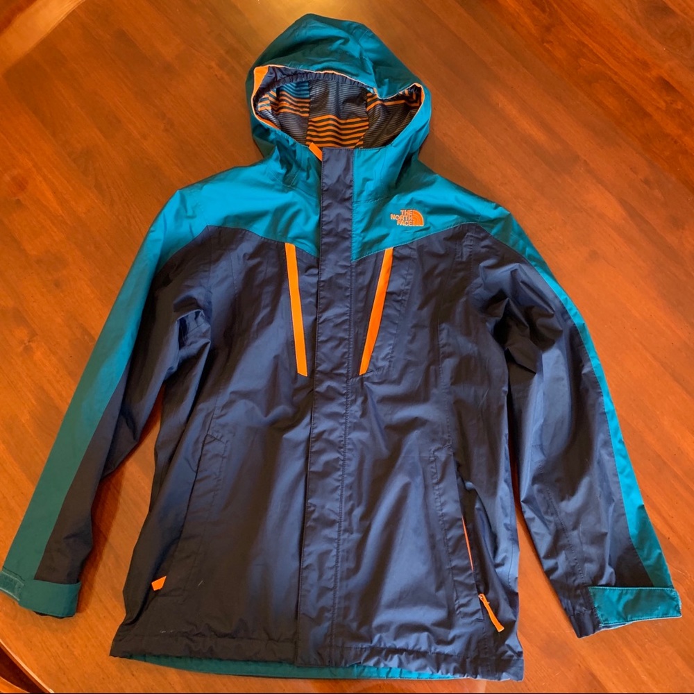 blue and orange boys L (14-16) rain jacket